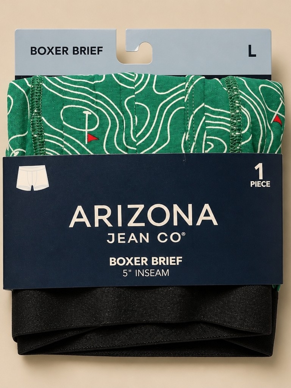 Arizona Men's Green Golf Patterned Boxer Brief